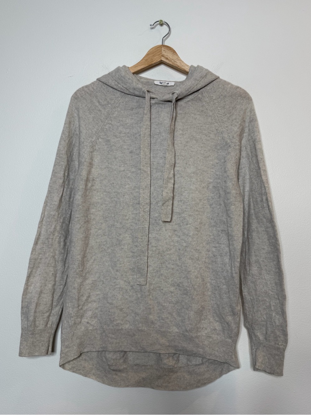 Splendid 100% Cashmere Pullover Hoodie in light grey size medium